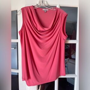 Roz & Ali 2X Cowl Neck Asymmetrical Hem Sleeveless Top